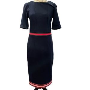Warm Navy blue boat neck Boden dress with colorful contrast trim size 6